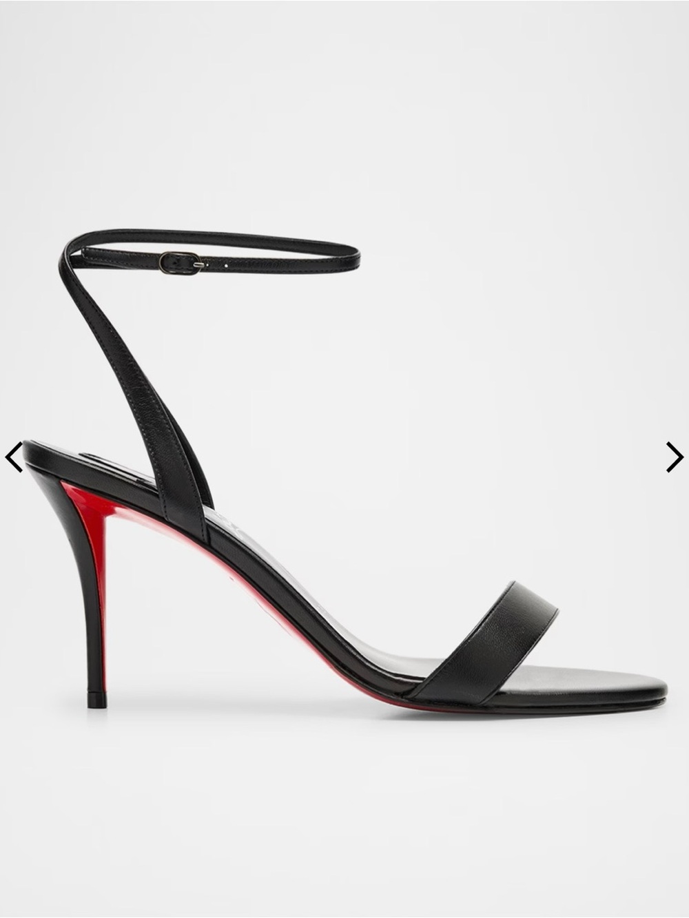 Christian Louboutin Black Leather Ankle-Strap Stiletto with Red Sole